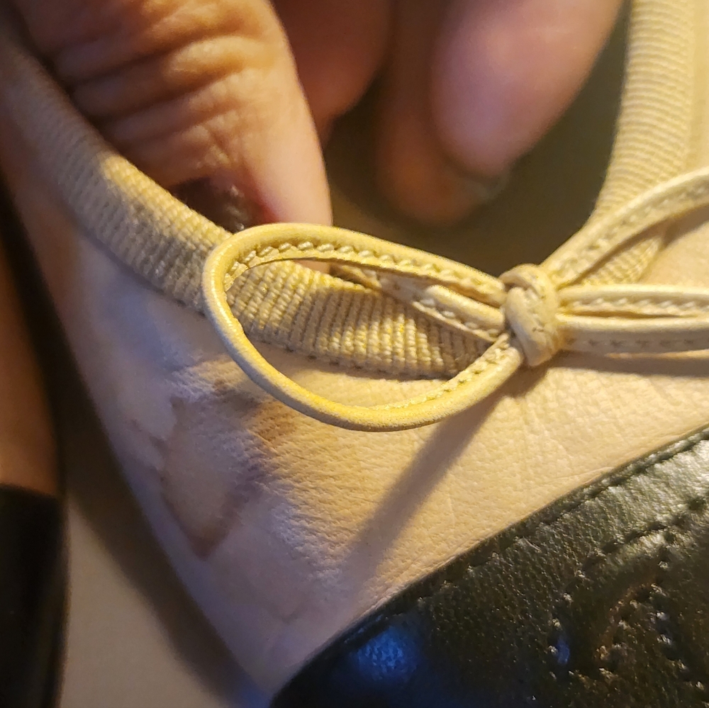 CHANEL Classic Beige Ballet Flats Black CC Cap Toe Ballerinas 36 - Picture 5 of 13